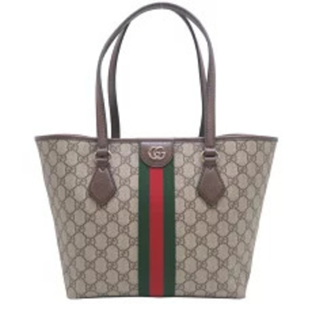 Gucci Double GG Ophidia Tote Bag Leather Brown